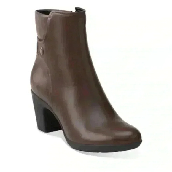 Clarks Women Lucette Jewel Dark Brown Leather Ankle Boots Rubber Sole Size 10 - Picture 2 of 10